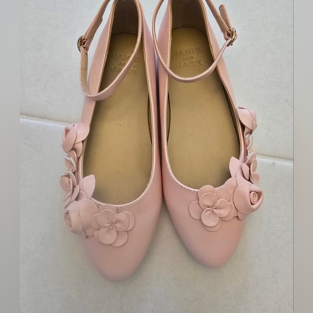 Janie And Jack Flower Ballet Girls Flats Size 4k In Pink - Picture 3 of 10